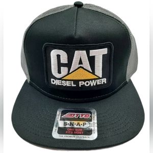 CAT Diesel Power Embroidered Patch Otto Flat Bill Trucker Mesh Equipment Operato
